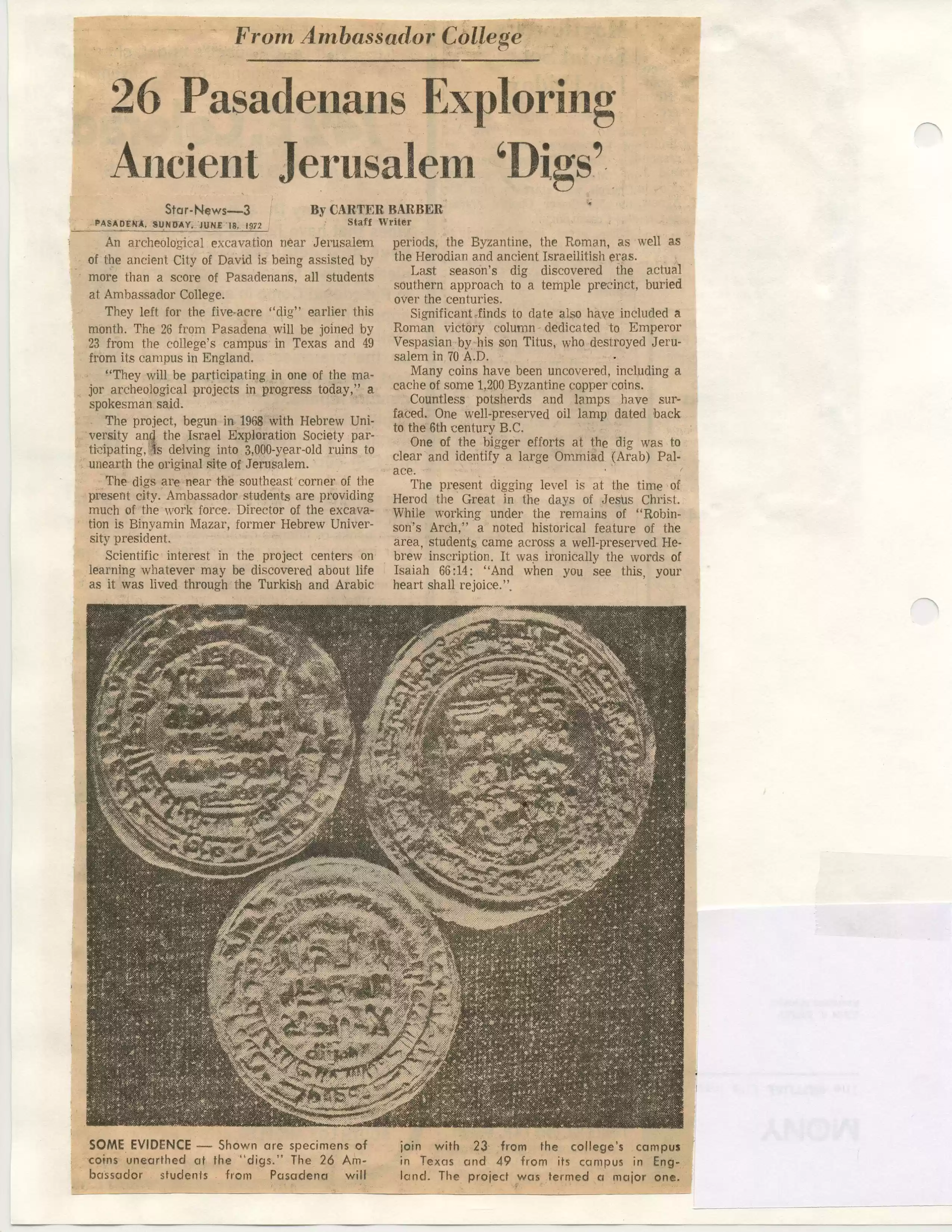 1. Pasadena Star News, 6-18-72